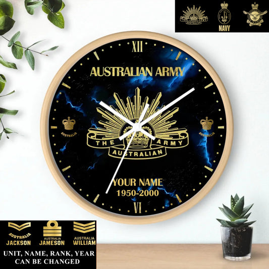 Personalized Australia Soldier/ Veteran With Name, Rank And Year Wooden Clock - 17391456