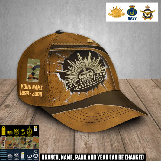 Personalized Rank, Year And Name Australia Soldier/Veterans Baseball Cap - 17374176