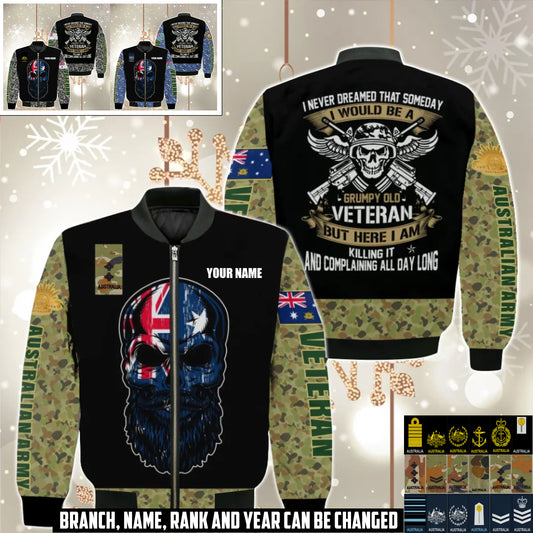 Personalized Australia Soldier/Veteran Camo with Name and Rank Bomber All Over Printed - 17410464