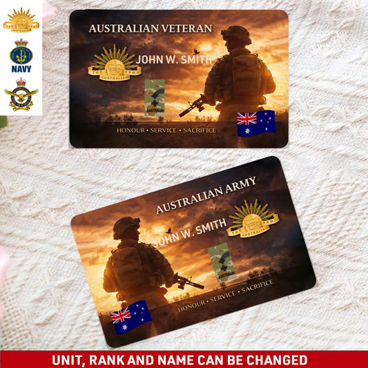 Personalized Australia Soldier/ Veteran With Rank, Name And Year Aluminum Wallet Card - 1772496
