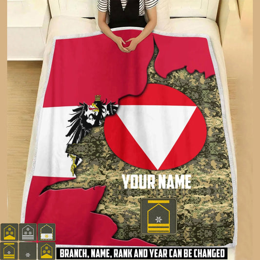 Personalized Austria Soldier/ Veteran With Rank And Name Fleece Blanket 3D Printed - 17607456