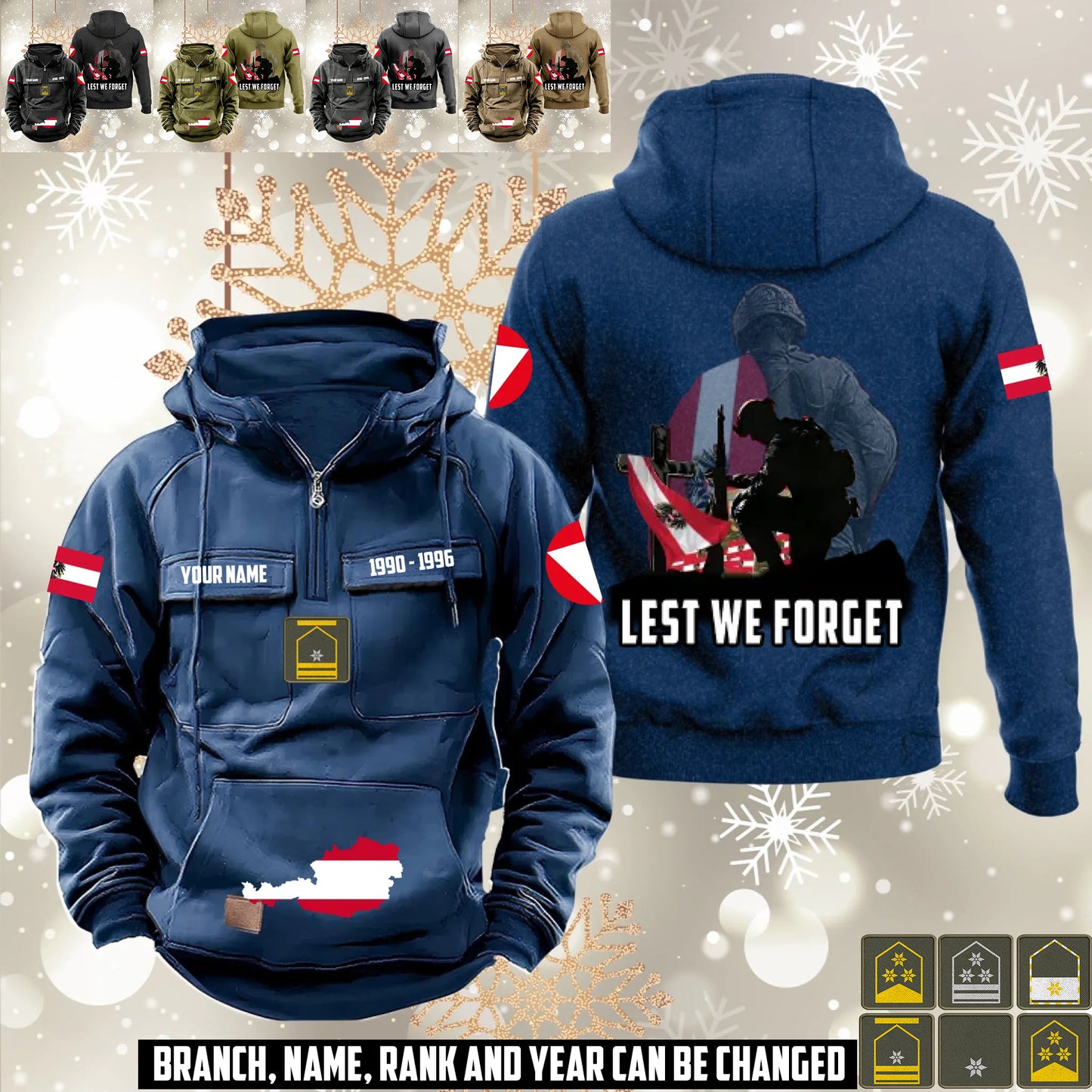 Personalized Austria Soldier/Veteran Vintage Hoodie All Over Printed - 1760486402