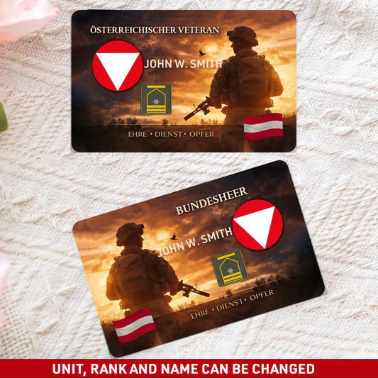Personalized Austria Soldier/ Veteran With Rank, Name And Year Aluminum Wallet Card - 1772496