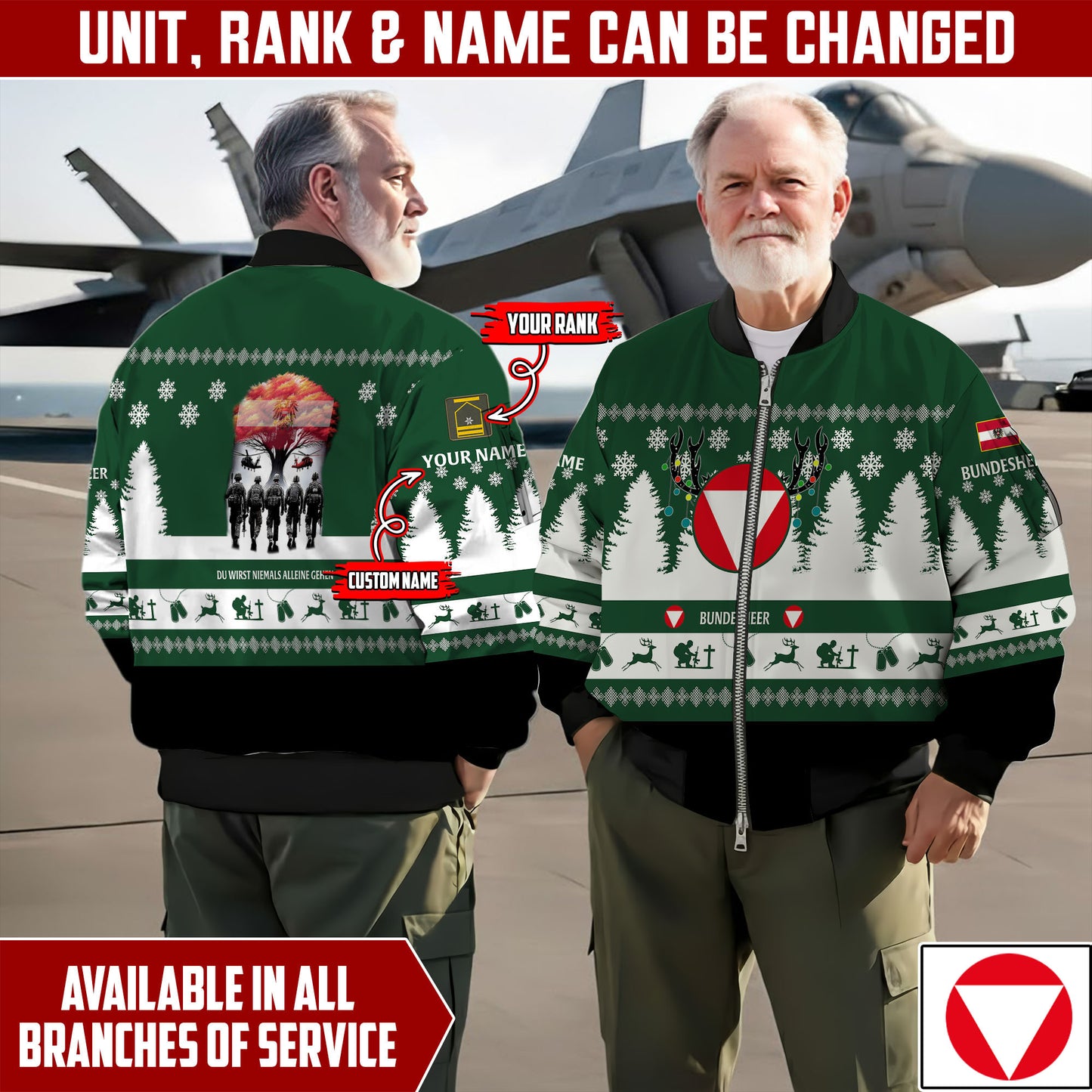 Personalized Austria Soldier/Veteran Camo with Name And Rank Sweater All Over Printed - 17298144