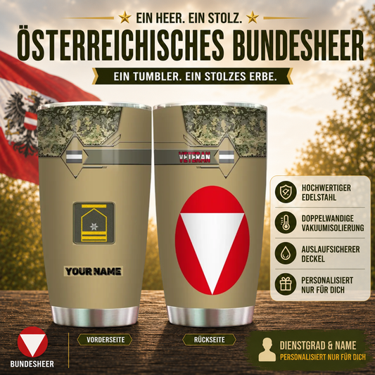Personalized Austrian Veteran/Soldier With Rank And Name Camo Tumbler All Over Printed - 16828128