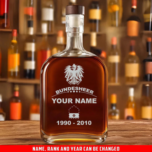 Personalized  Austria Soldier/ Veteran With Rank, Name And Year Whiskey Bottle Glass - 17727552