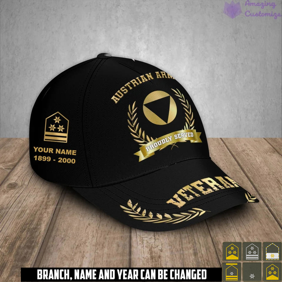 Personalized Rank, Year And Name Austria Soldier/Veterans Camo Baseball Cap - 17282592