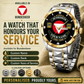 Personalized Austria Soldier/Veteran with Name and Rank Diamond-Cut Bezel Watch - 1761350401