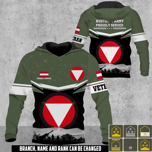 Personalized Austria Soldier/Veteran Camo with Name & Rank Hoodie All Over Printed - 17906400