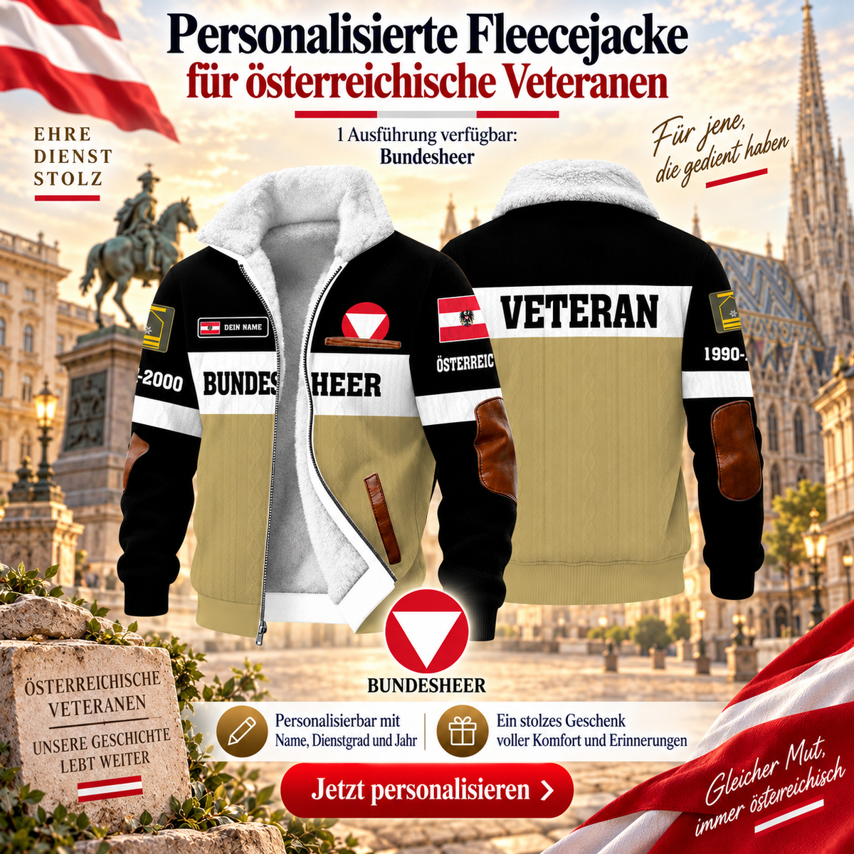 Personalized Austria Soldier/Veteran Heavy Fleece Jacket All Over Printed - QK1780358410