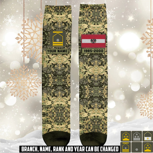 Personalized Austria Soldier/ Veteran With Name And Rank Socks - 17591904