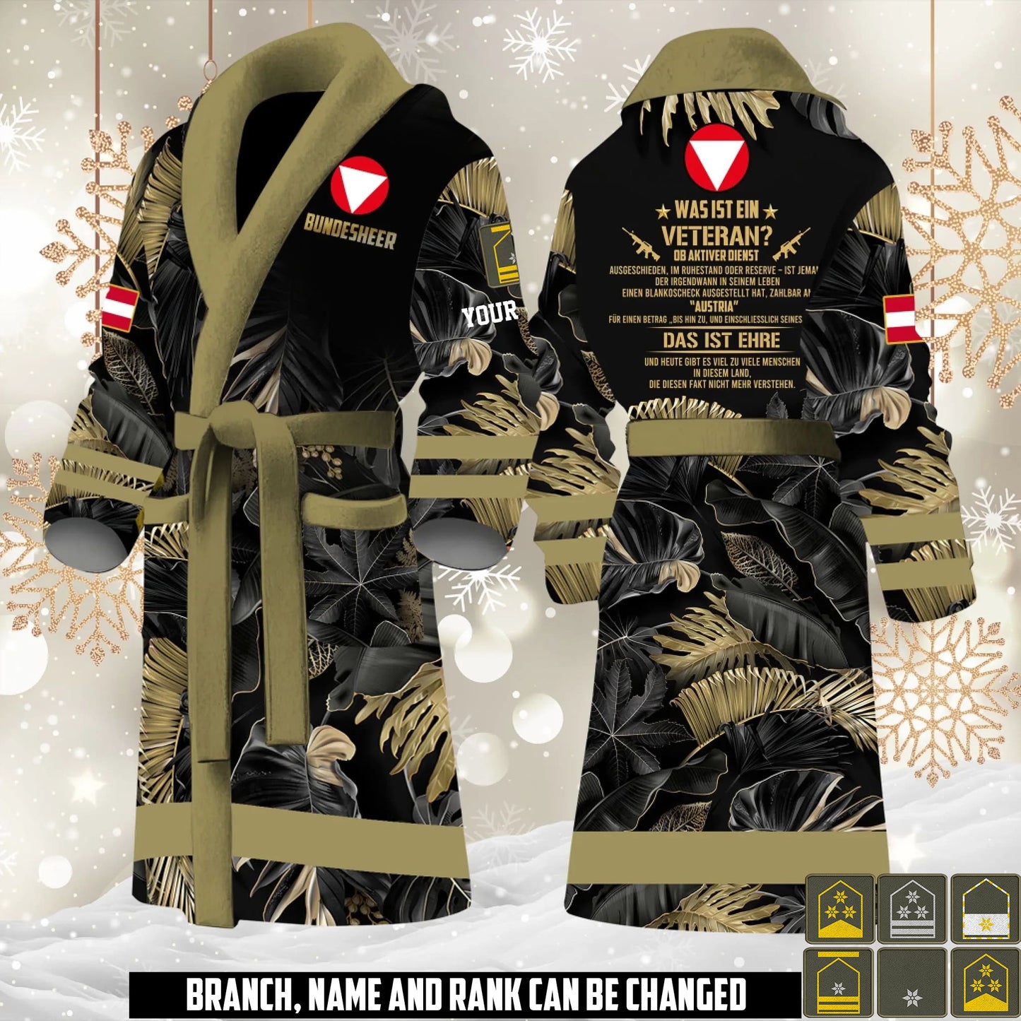 Personalized Rank And Name Austria Soldier/Veterans Bathrobe - 1765238401