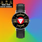 Personalized Austrian Soldier/ Veteran With Name And Rank Black Stitched Leather Watch - 17097696 - Gold Version