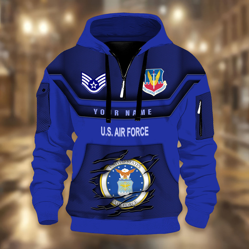 Air Force Command - Personalized US Soldier/ Veteran 3D Half-zip Hoodie -17508096