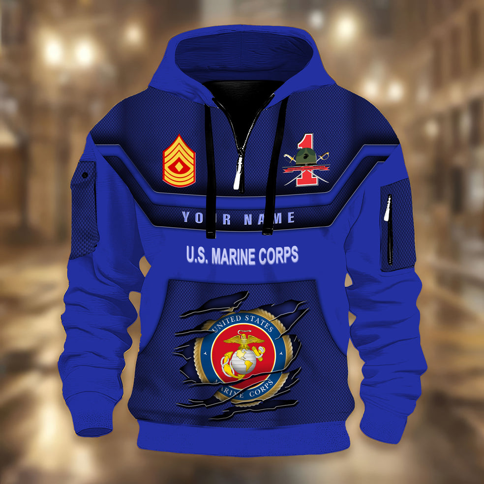 Marines Battalions - Personalized US Soldier/ Veteran 3D Half-zip Hoodie -17508096