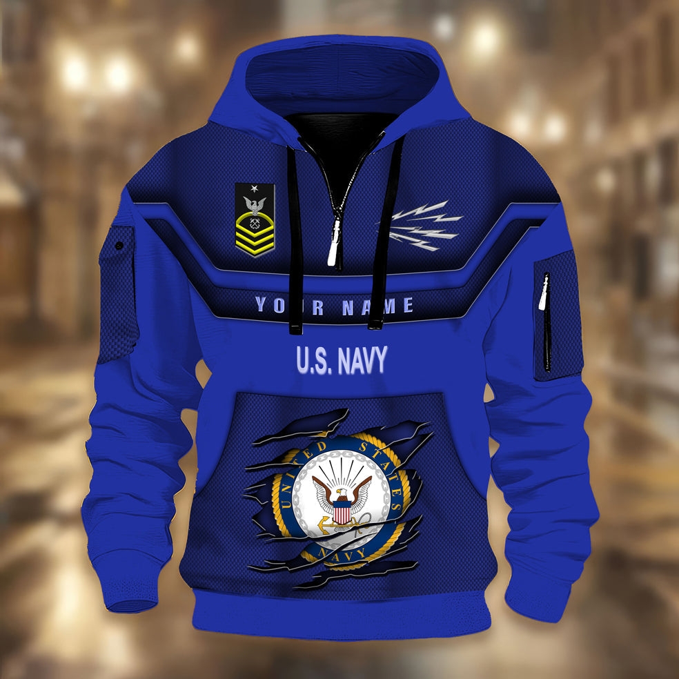 Navy Rating - Personalized US Soldier/ Veteran 3D Half-zip Hoodie -17508096