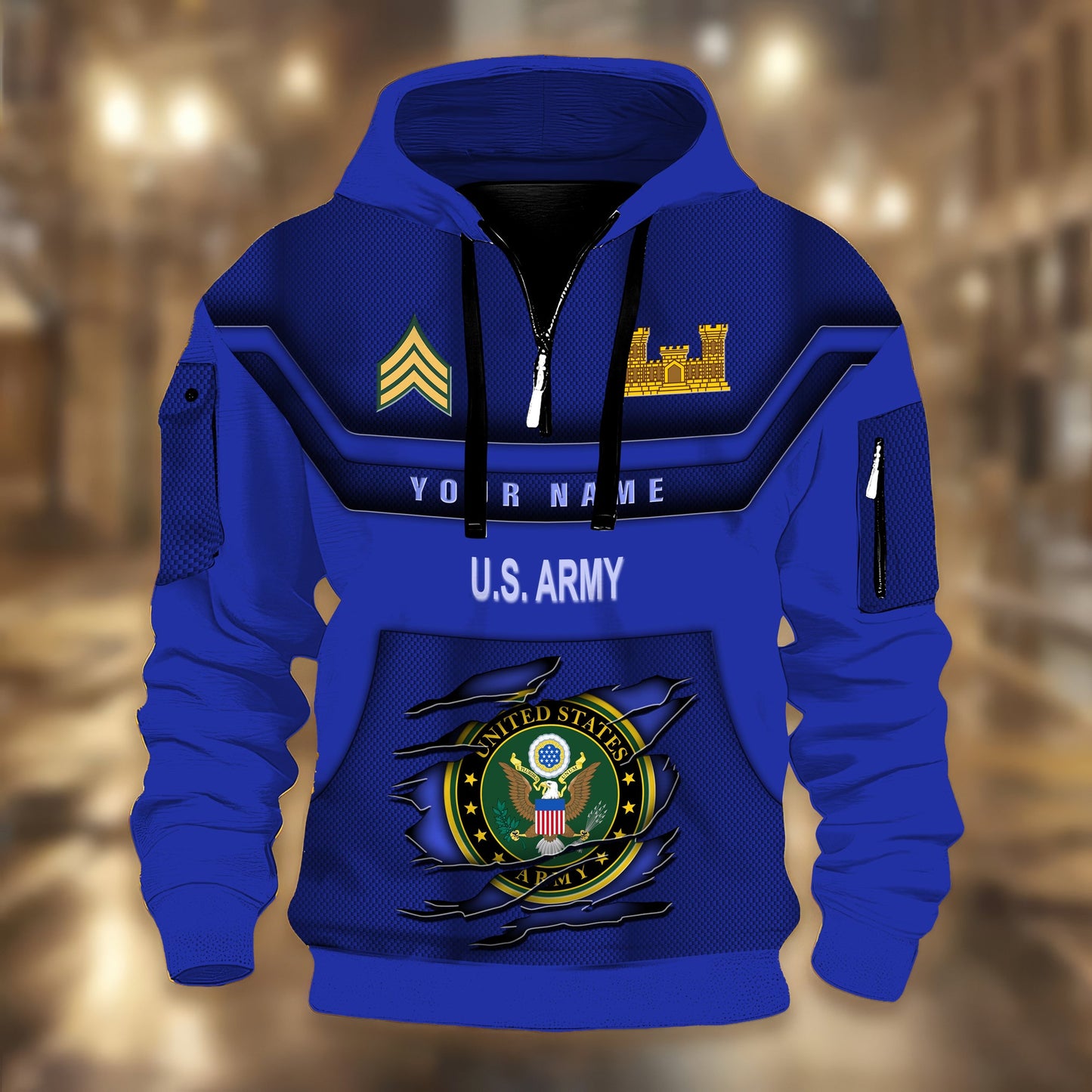 Army Branch - Personalized US Soldier/ Veteran 3D Half-zip Hoodie -17508096