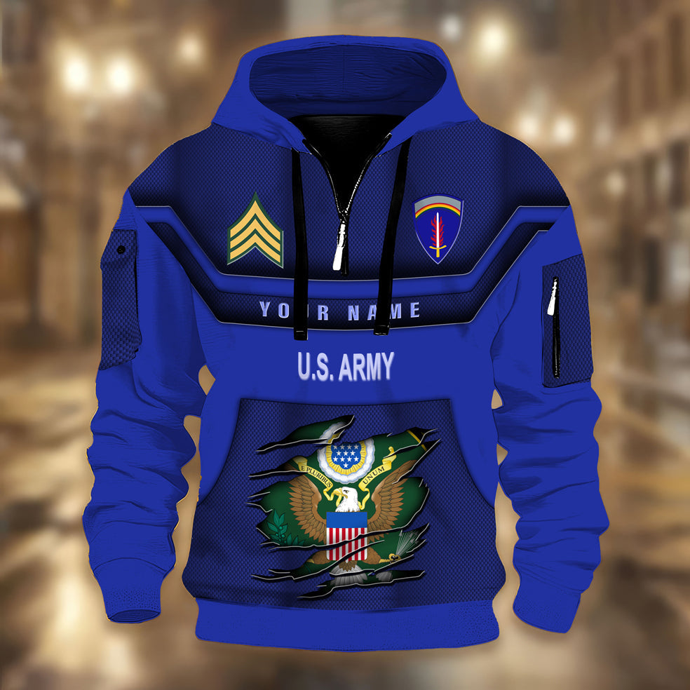 Army Division - Personalized US Soldier/ Veteran 3D Half-zip Hoodie -17508096