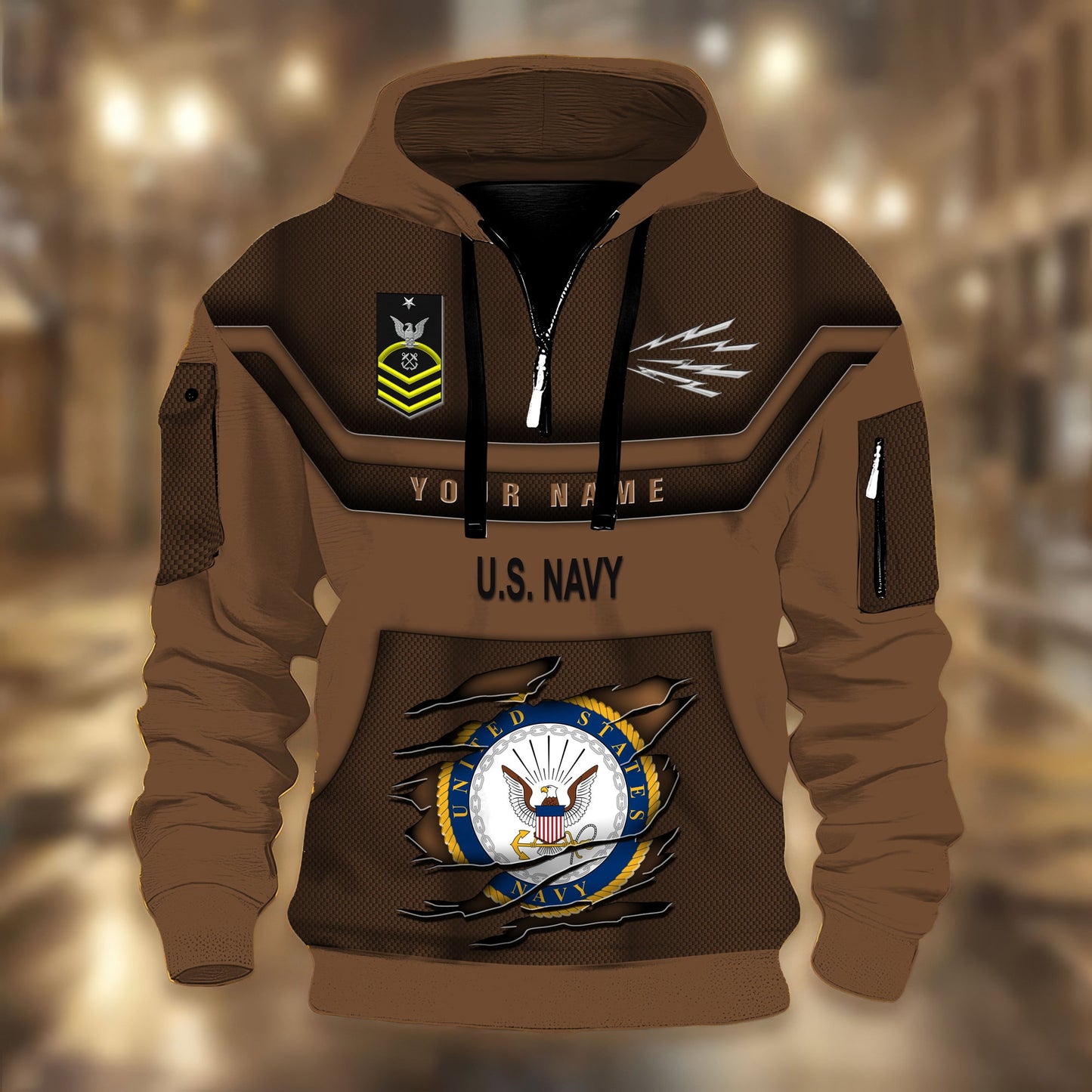 Navy Rating - Personalized US Soldier/ Veteran 3D Half-zip Hoodie -17508096