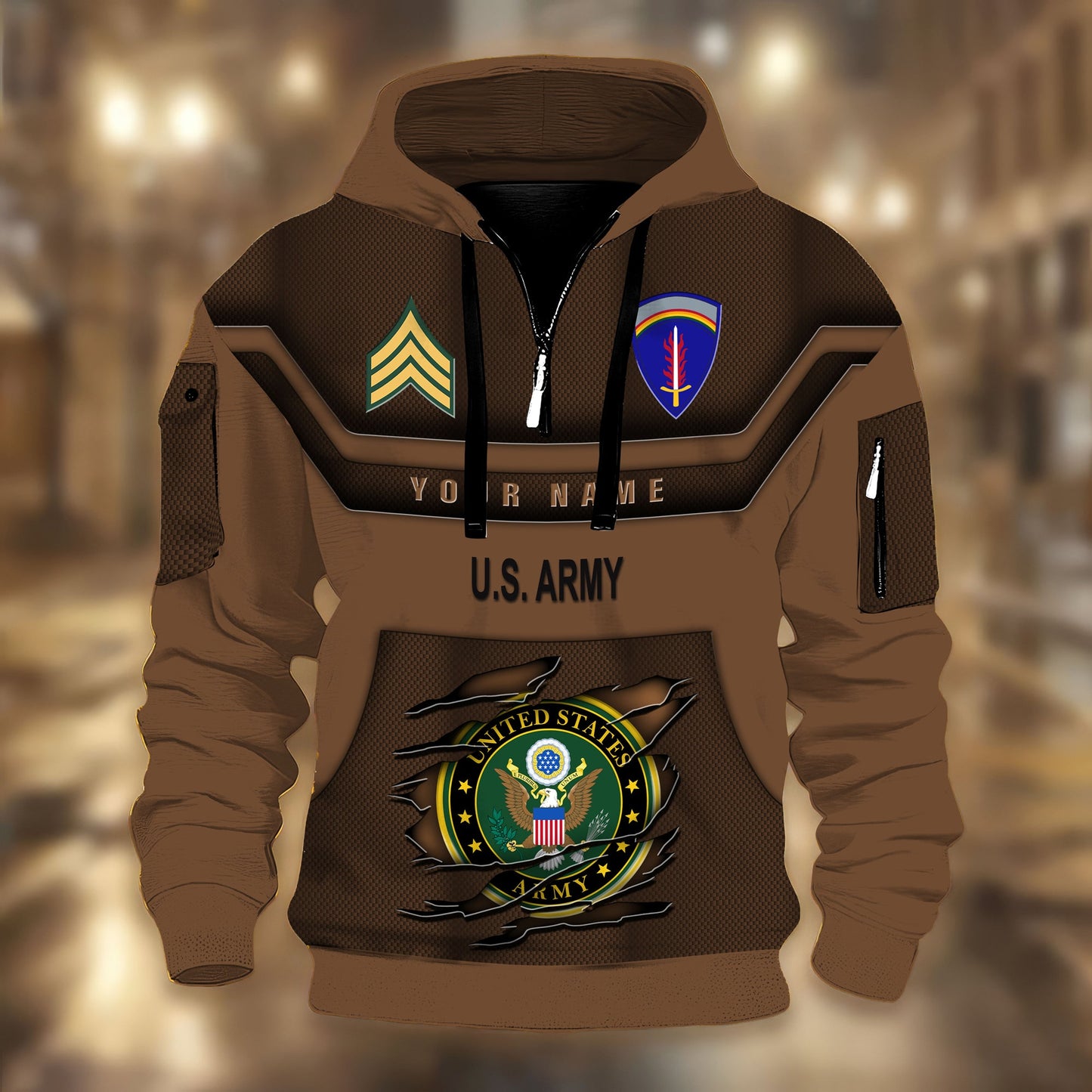 Army Division - Personalized US Soldier/ Veteran 3D Half-zip Hoodie -17508096