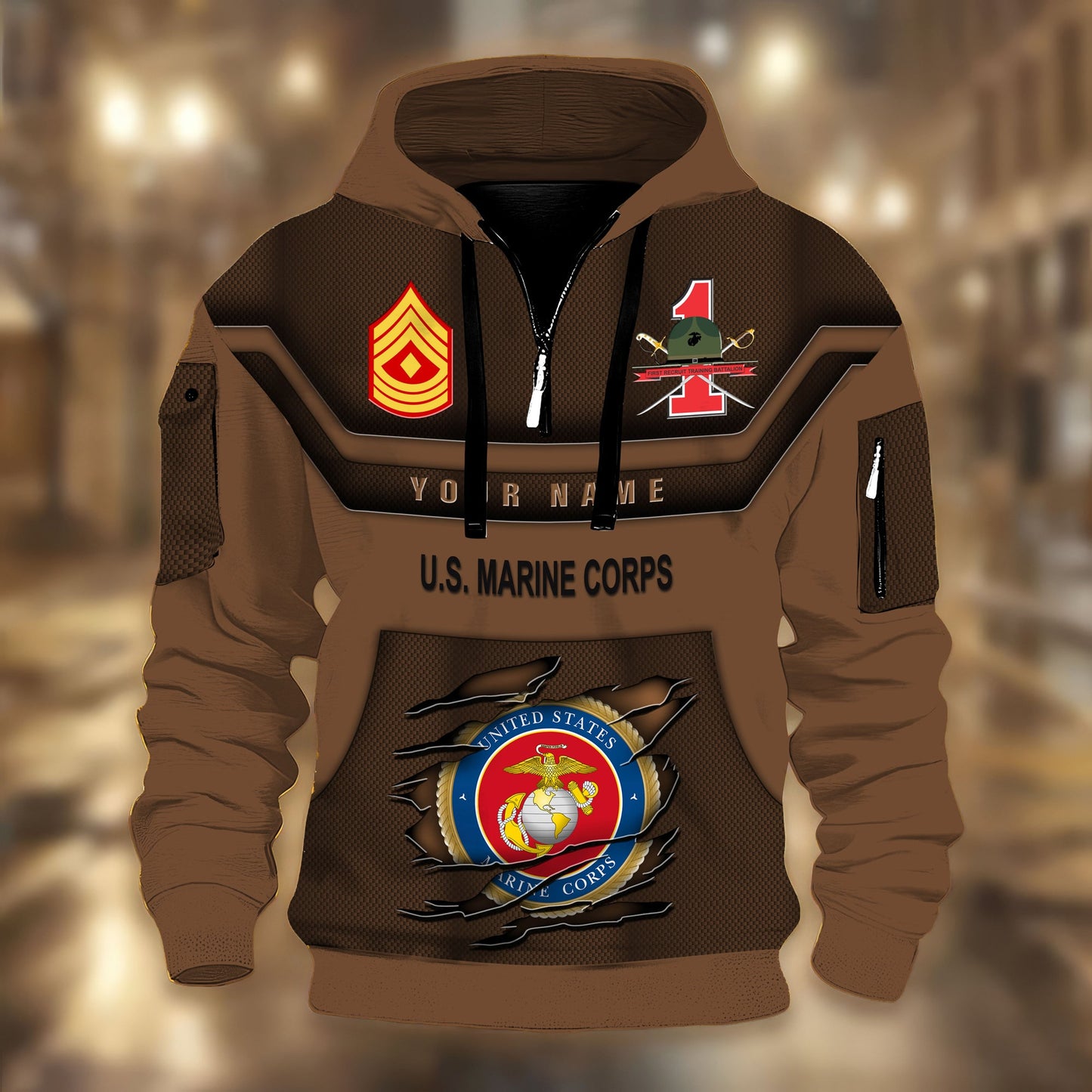 Marines Battalions - Personalized US Soldier/ Veteran 3D Half-zip Hoodie -17508096