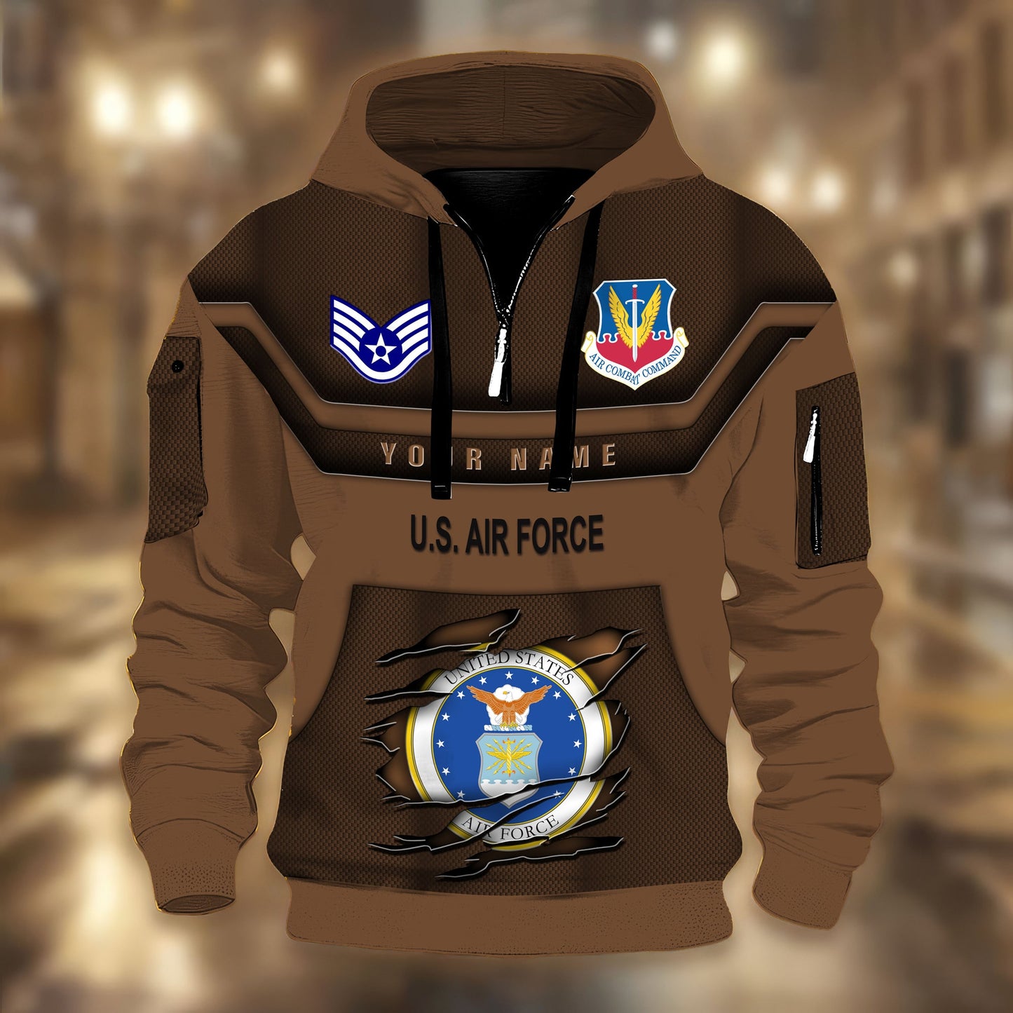 Air Force Command - Personalized US Soldier/ Veteran 3D Half-zip Hoodie -17508096