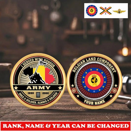 Personalized Belgium Veteran/ Soldier With Rank, Name And Year Challenge Coin - 17732736