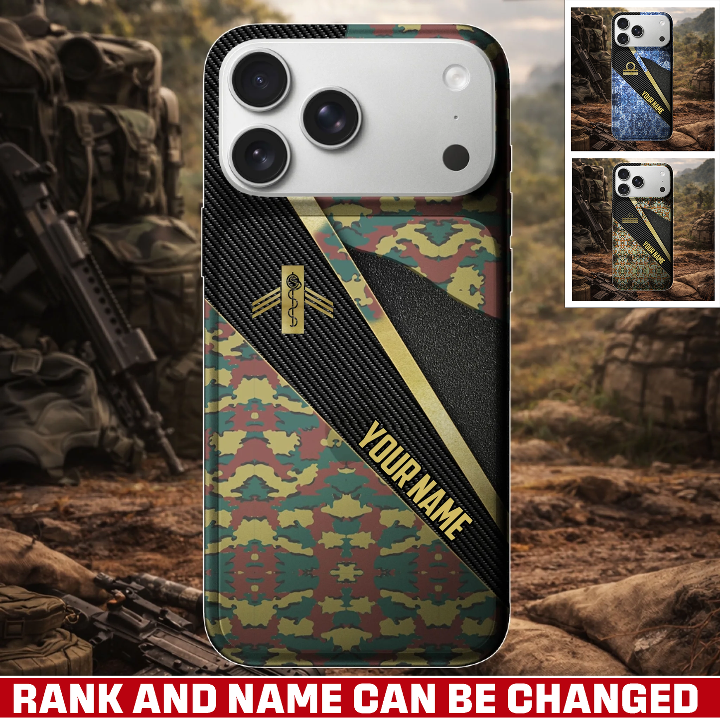 Personalized Belgium Veteran/ Soldier With Rank And Name Camo Phone Case - 17728416