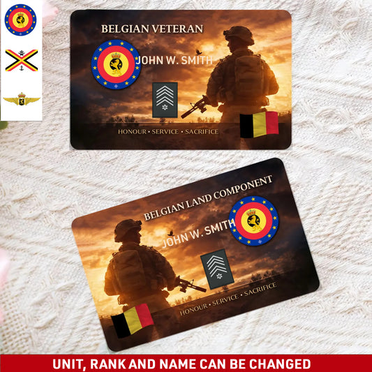 Personalized Belgian Soldier/ Veteran With Rank, Name And Year Aluminum Wallet Card - 1772496