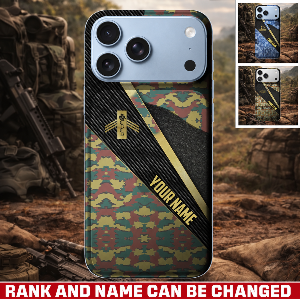 Personalized Belgium Veteran/ Soldier With Rank And Name Camo Phone Case - 17728416