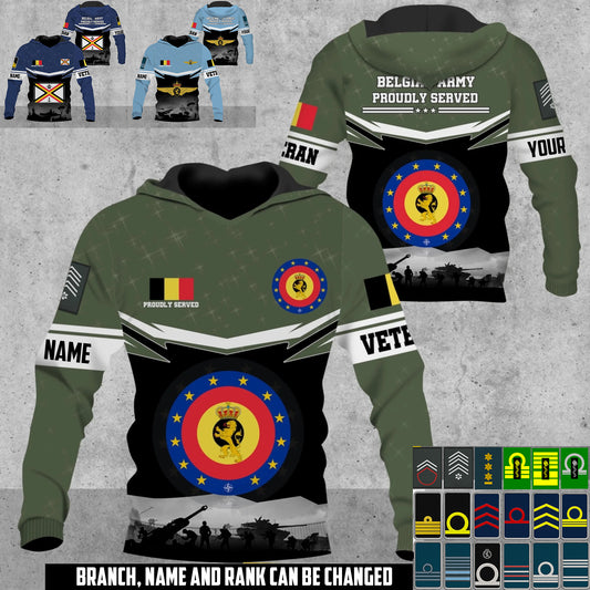 Personalized Belgium Soldier/Veteran Camo with Name and Rank Hoodie All Over Printed - 17906400