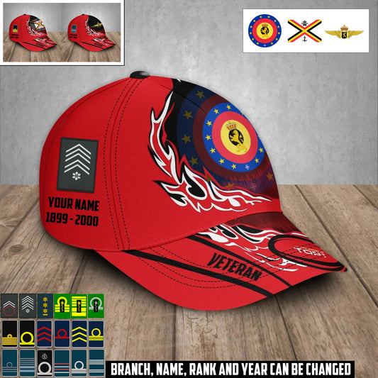 Personalized Rank, Year And Name Belgium Soldier/Veterans Baseball Cap - 17371584