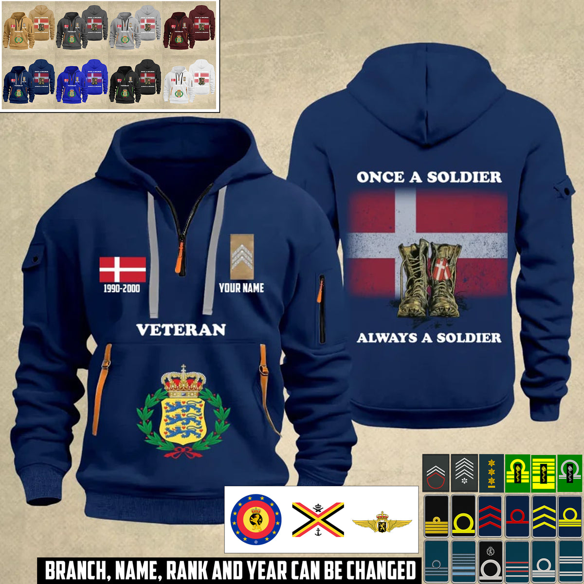 Personalized Belgium Soldier/ Veteran With Name, Year And Rank Zip Hoodie Multicolor - 17356032