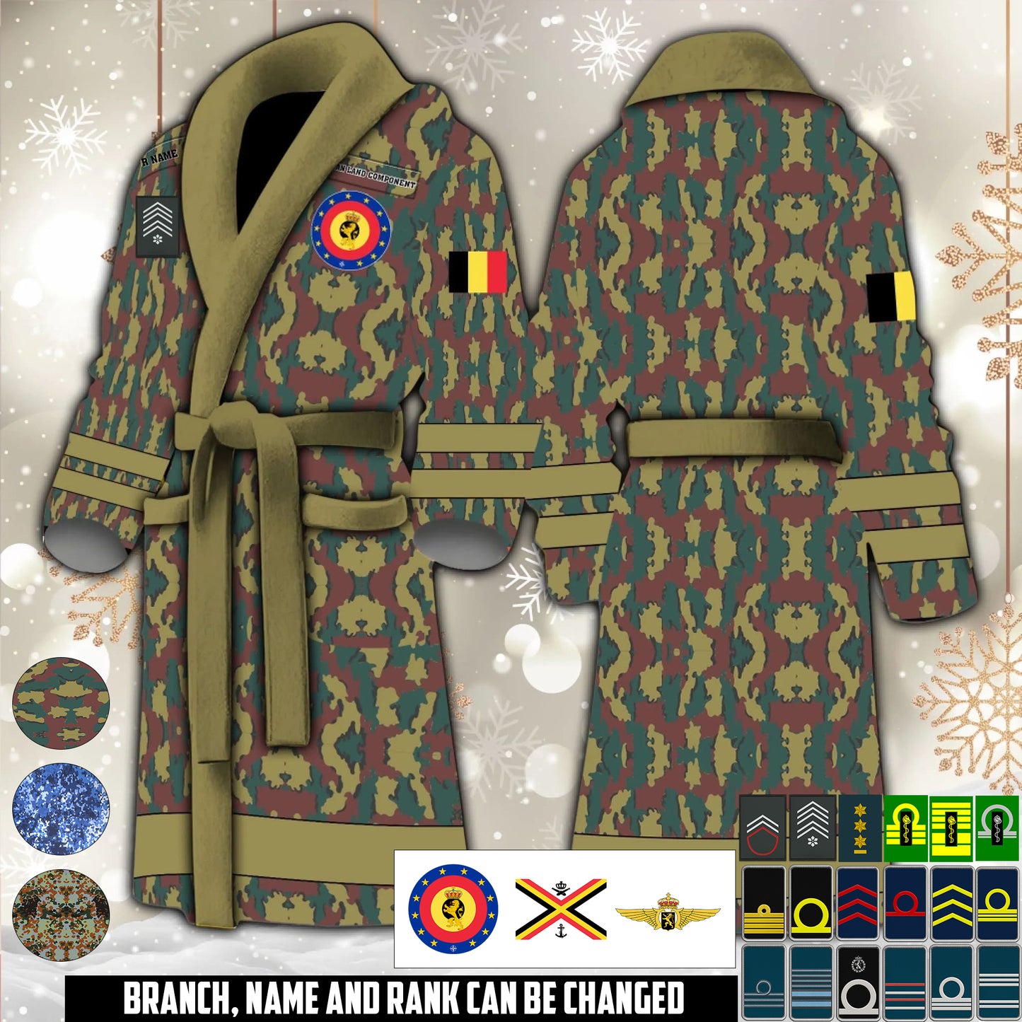 Personalized Rank And Name Belgium Soldier/Veterans Bathrobe - 1764720001