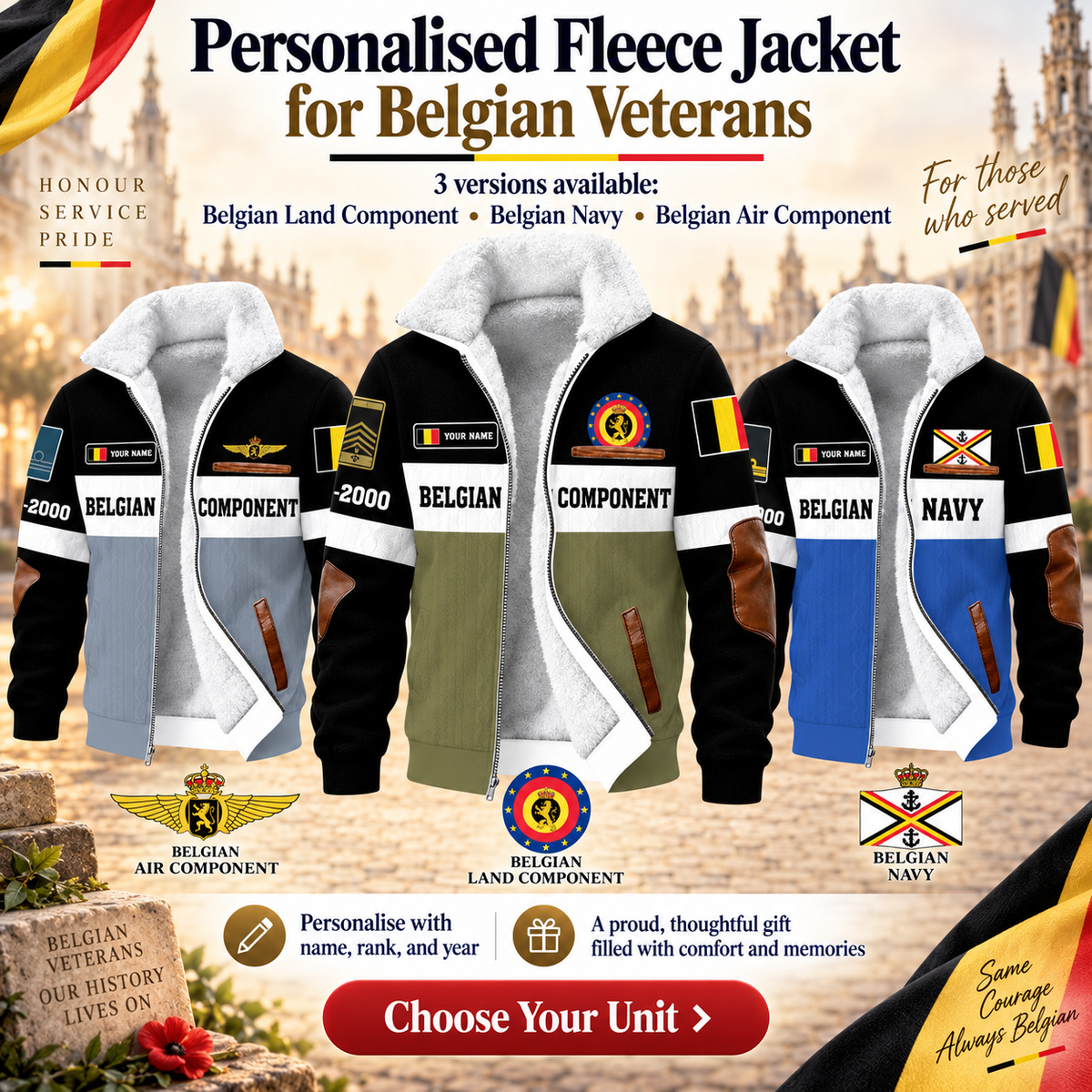 Personalized Belgium Soldier/Veteran Heavy Fleece Jacket All Over Printed - QK1780358407