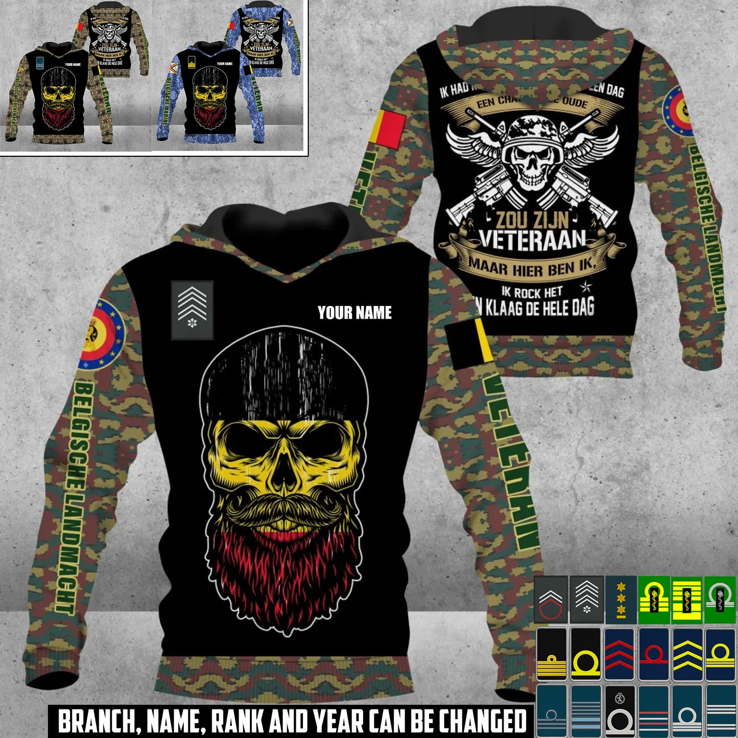 Personalized Belgium Soldier/Veteran Camo with Name and Rank Hoodie All Over Printed - 1741046401
