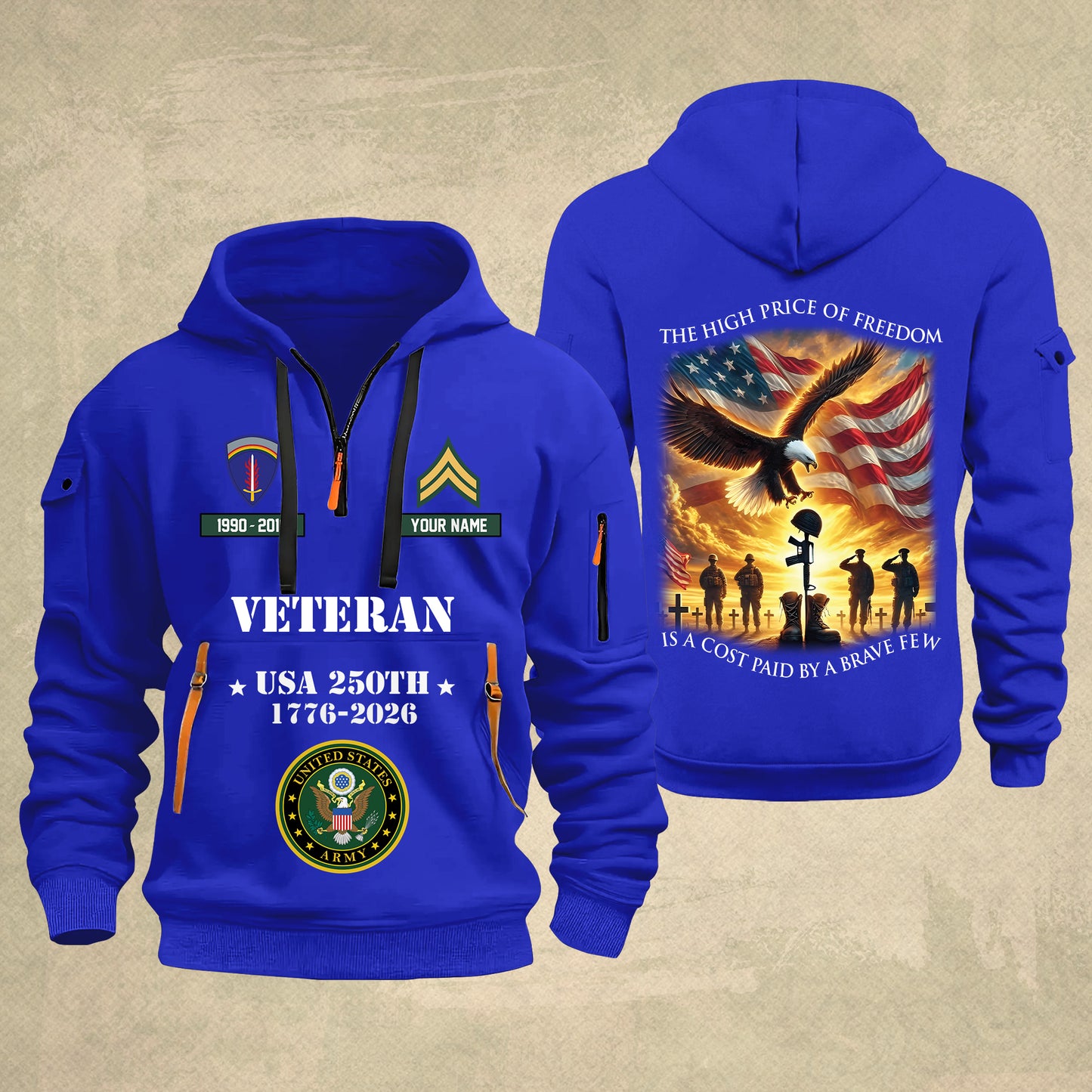 Army Division - The High Price Of Freedom 250th USA – Personalized Military Zip Hoodie Multicolor - 17702496