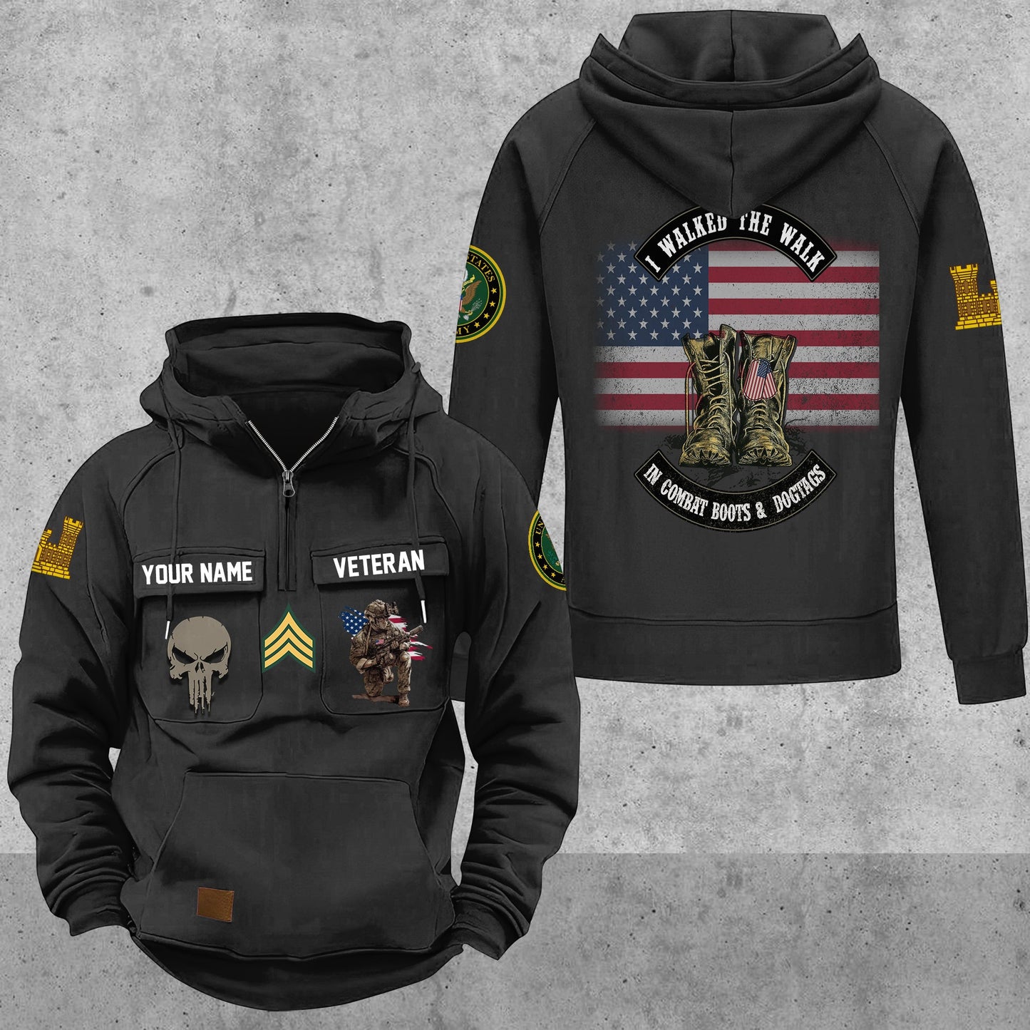 Army Branch - Personalized US Soldier/ Veteran Vintage Hoodie All Over Printed - 17494272