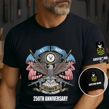 Navy Badge - Personalized Name US Soldier/ Veteran T-Shirt - 1776384002