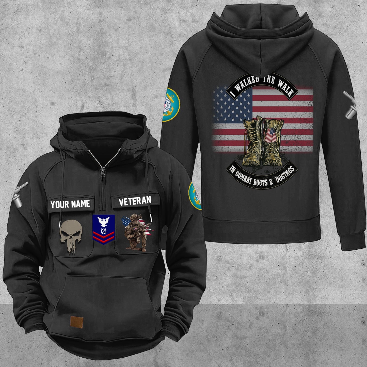 Coast Guard Rating - Personalized US Soldier/ Veteran Vintage Hoodie All Over Printed - 17494272