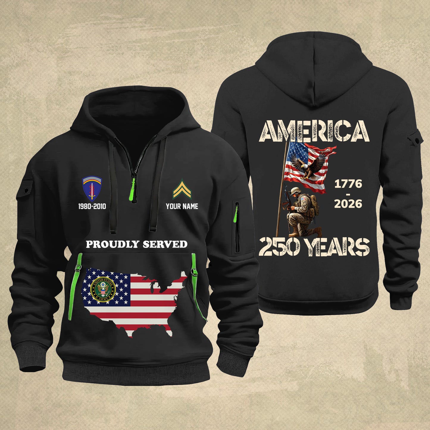 Army Division - Personalized America 250 Years Zip Hoodie Multicolor, Custom U.S. Soldier Branch Hoodie, Happy Independence Day, 4th Of July Zip Hoodie - 1769040002