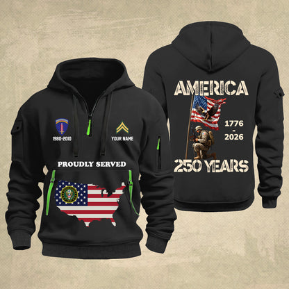 Army Division - Personalized America 250 Years Zip Hoodie Multicolor, Custom U.S. Soldier Branch Hoodie, Happy Independence Day, 4th Of July Zip Hoodie - 1769040002