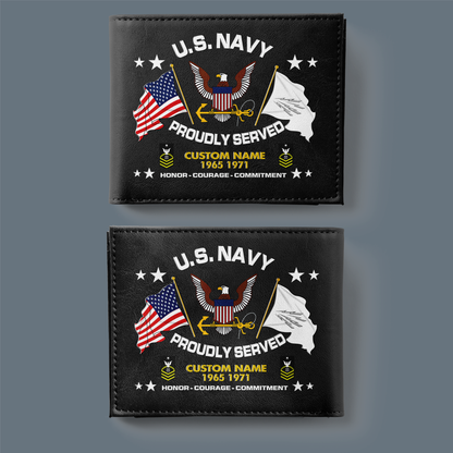 Navy Rating - Personalized US Soldier/ Veteran With Rank, Year And Name Leather Wallet - 1775692802
