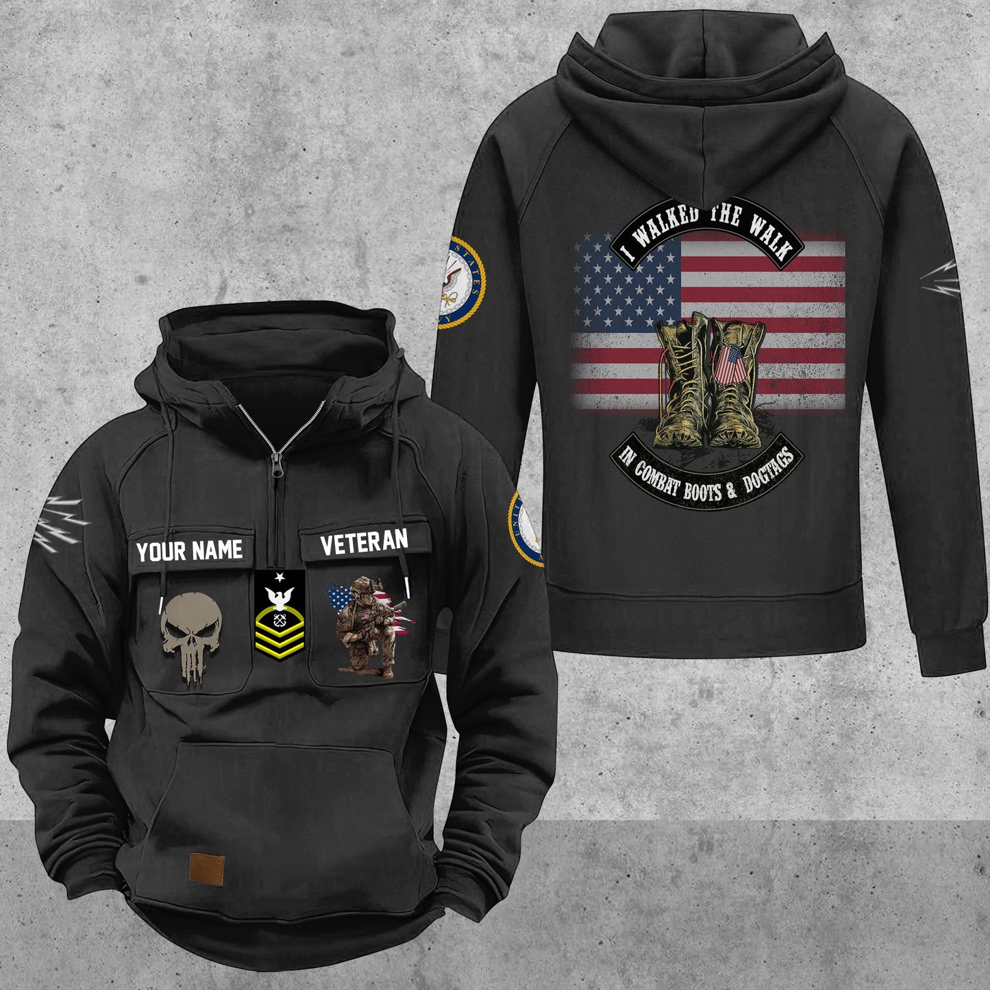 Navy Rating - Personalized US Soldier/ Veteran Vintage Hoodie All Over Printed - 17494272