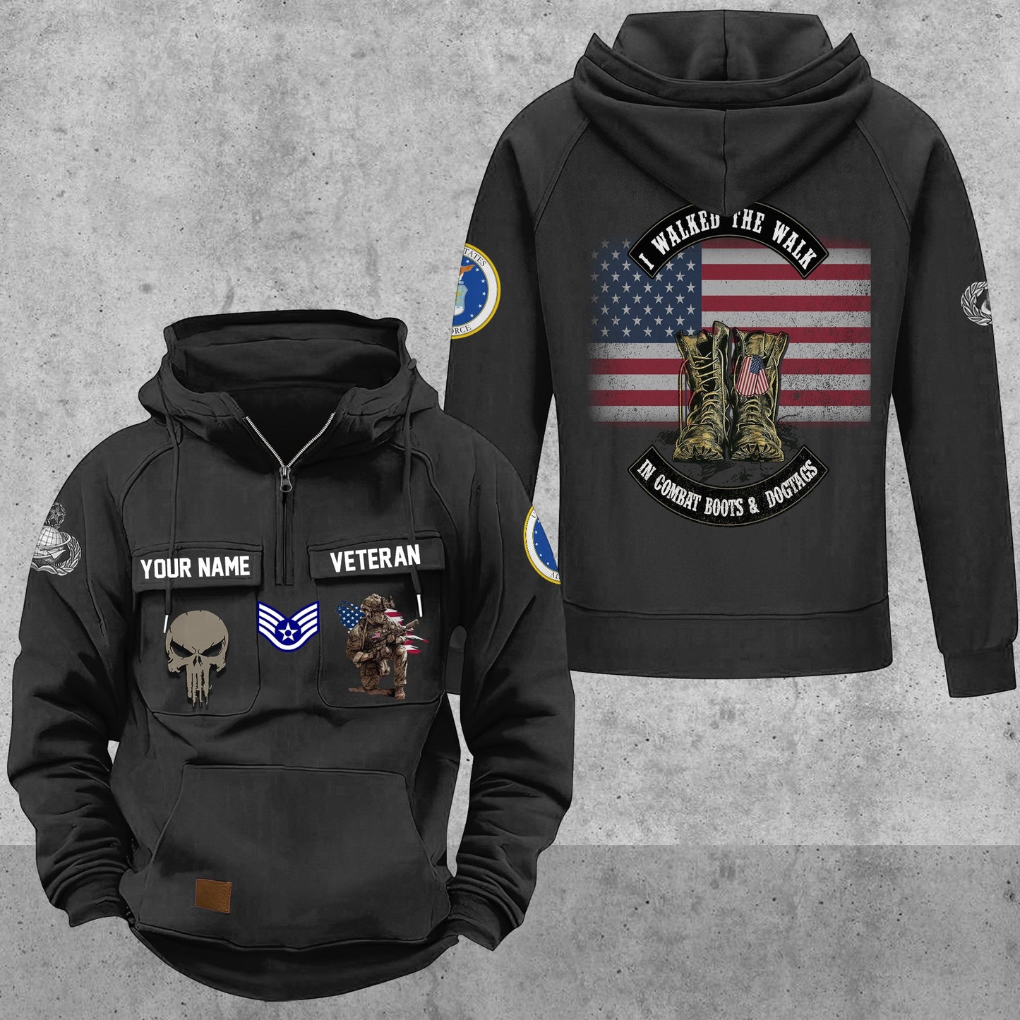 Air Force Badge - Personalized US Soldier/ Veteran Vintage Hoodie All Over Printed - 17494272