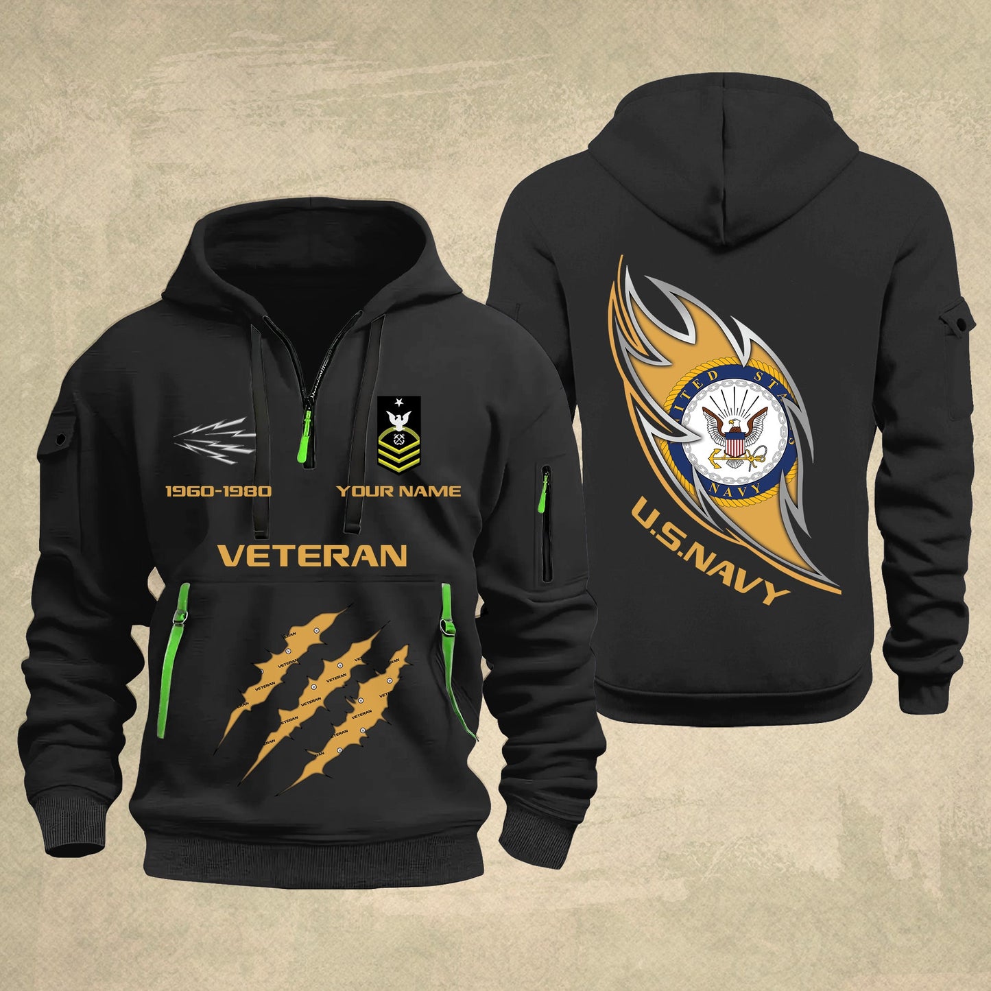 Navy Rating - Personalized US Soldier/ Veteran With Name And Rank Zip Hoodie Multicolor - 17361216