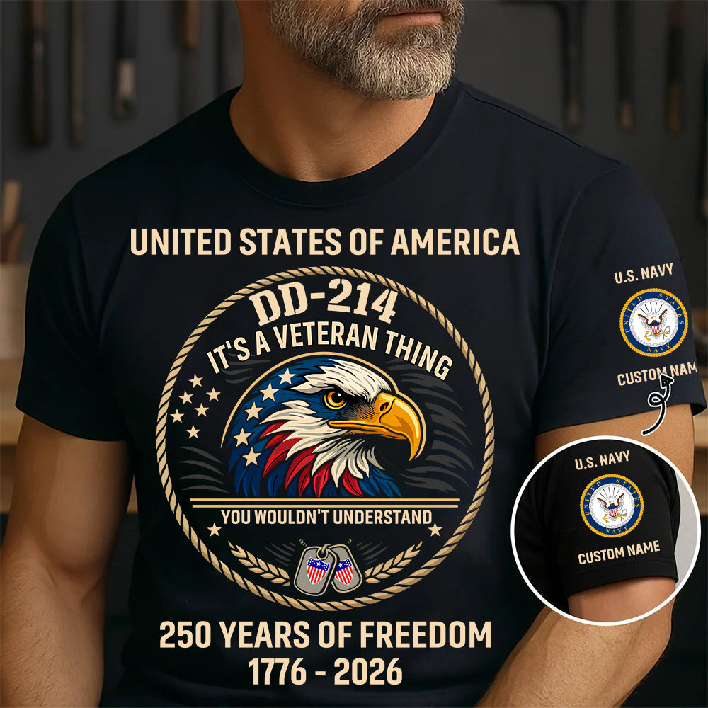 Navy Rating - DD-214 It's A Veteran Things - Personalized Shirt, Custom Veteran Military Branch Shirt, 250th USA Tee, Independence Day Shirt, Veteran Shirt, 4th Of July Tee - 1776729602