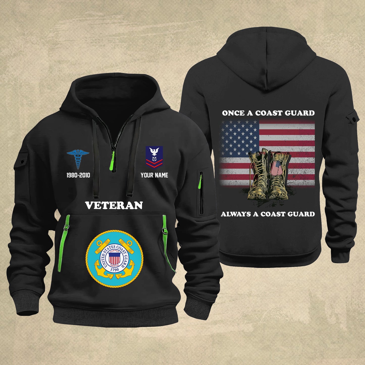 Coast Guard Rating - Personalized US Soldier/ Veteran With Name And Rank Zip Hoodie Multicolor - 17044128