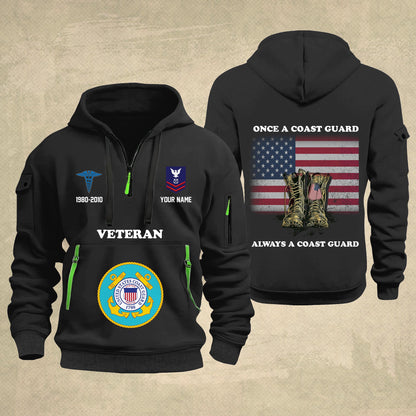 Coast Guard Rating - Personalized US Soldier/ Veteran With Name And Rank Zip Hoodie Multicolor - 17044128
