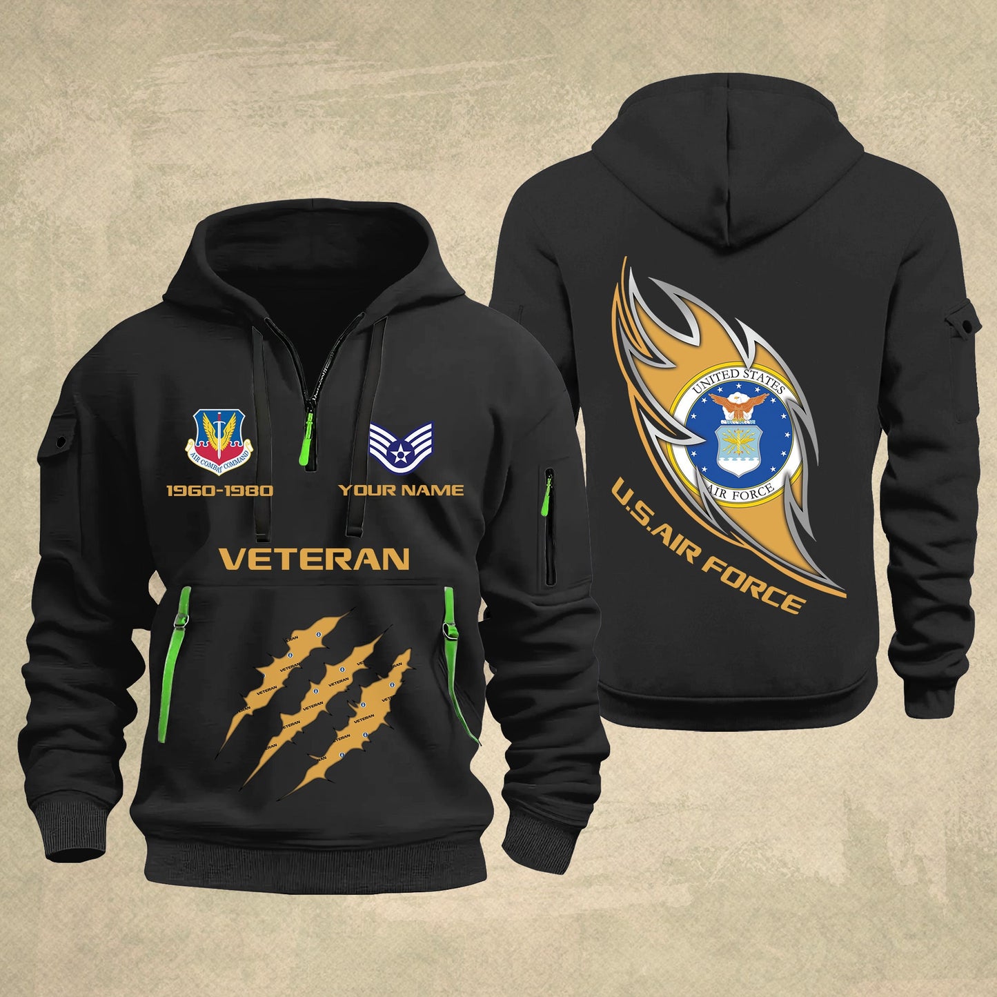 Air Force Command - Personalized US Soldier/ Veteran With Name And Rank Zip Hoodie Multicolor - 17361216